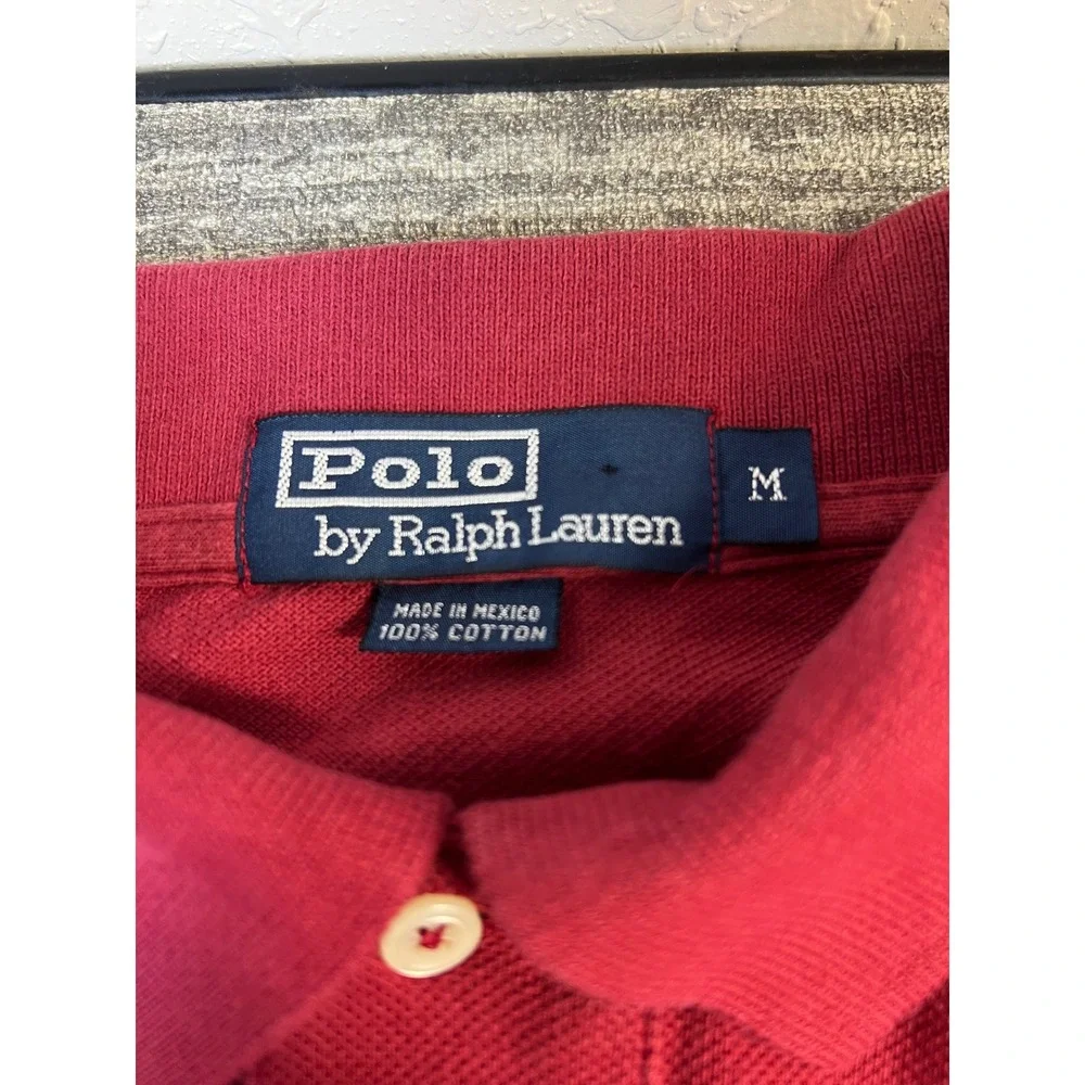 Polo Ralph Lauren Shirt  Mens Medium Red Pique Short Sleeve Pony Logo Cotton